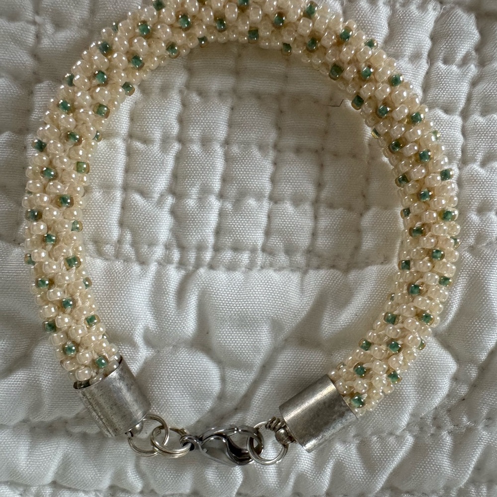 Elegant Beaded Bracelet with Silver Accents—Made in Ecuador